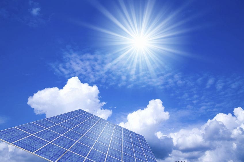sun shining on a solar panel symbolizing us energy growth in solar industry